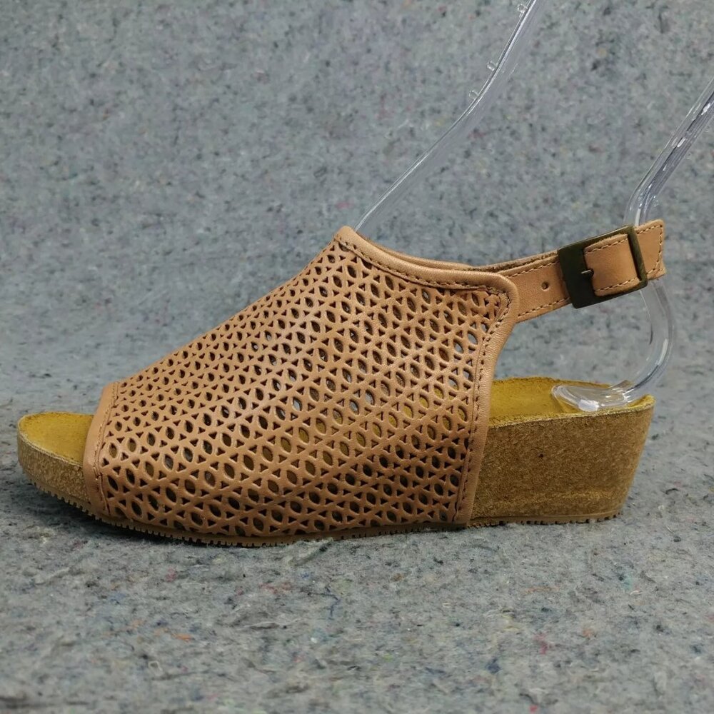 Eric Michael Wedge Sandals Womens 36 EU Phoebe Cork Heel Slingback Slip On Taupe - Picture 5 of 11